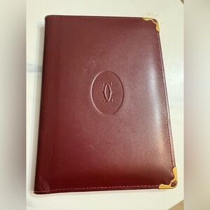 Cartier Passport Holder Burgundy Leather with Gold Accents